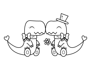 Dinosaur Couple Coloring Page