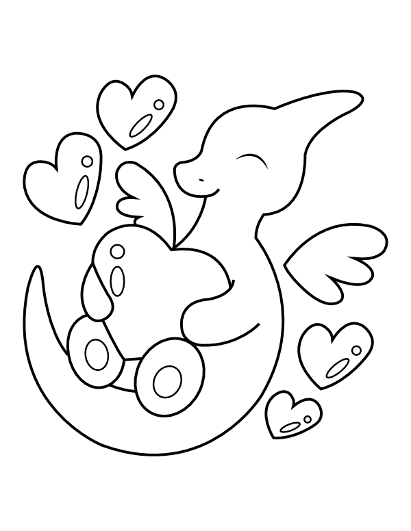 Printable Dinosaur Heart Coloring Page