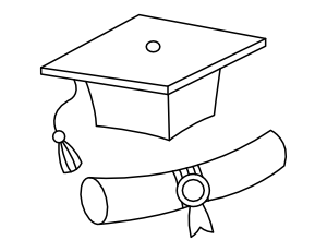 Diploma and Graduation Cap Coloring Page