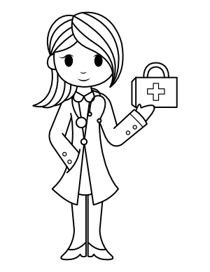 Doctor and Medical Bag Coloring Page
