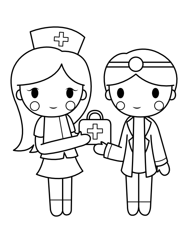 Doctor with Nurse Coloring Page
