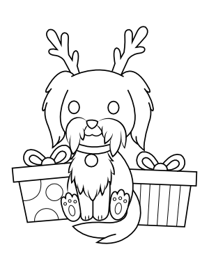 Dog and Christmas Gifts Coloring Page