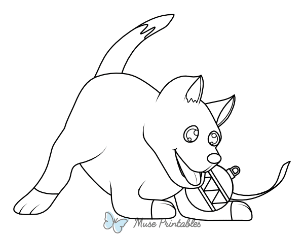 Dog and Christmas Ornament Coloring Page