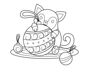 Dog and Christmas Ornaments Coloring Page
