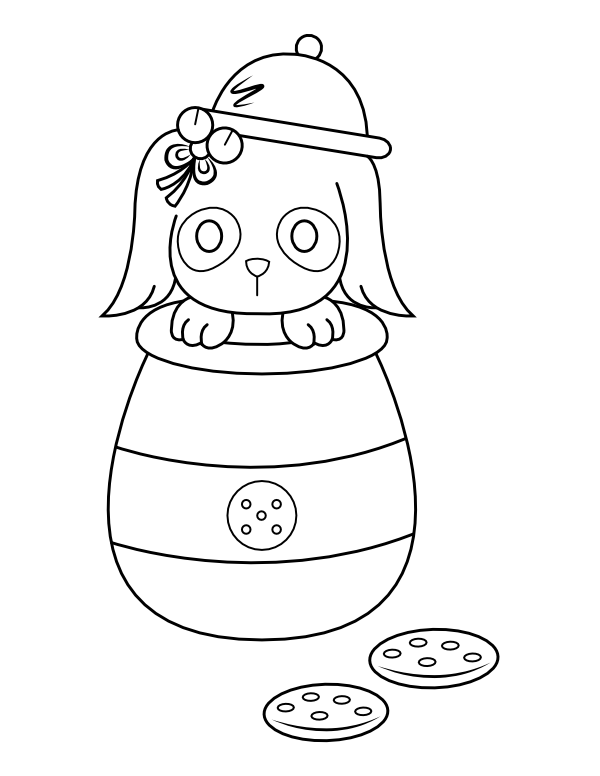 Dog and Cookie Jar Coloring Page