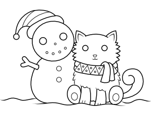 Dog and Snowman Coloring Page