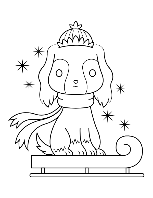 Dog Riding Sled Coloring Page