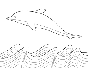 Dolphin and Ocean Waves Coloring Page