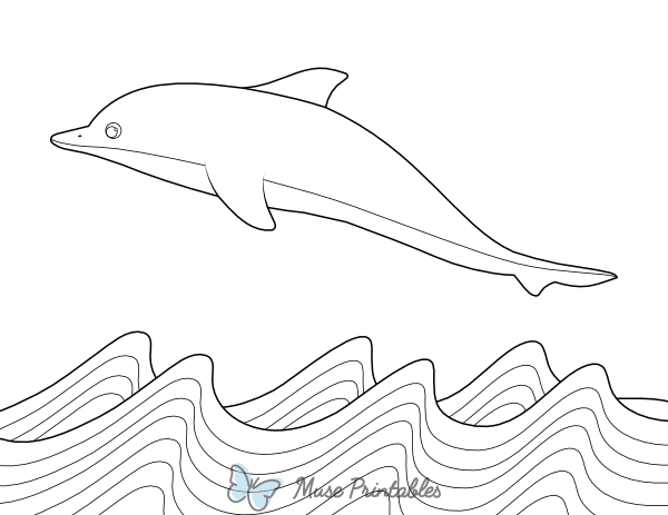 Dolphin and Ocean Waves Coloring Page