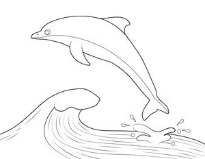 Dolphin Jumping Out of the Ocean Coloring Page