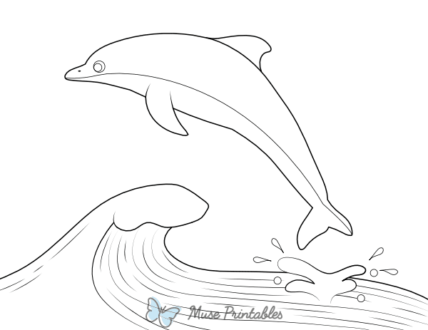 Dolphin Jumping Out of the Ocean Coloring Page