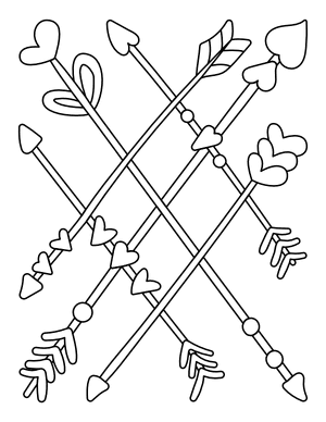 Doodle Heart Arrow Coloring Page