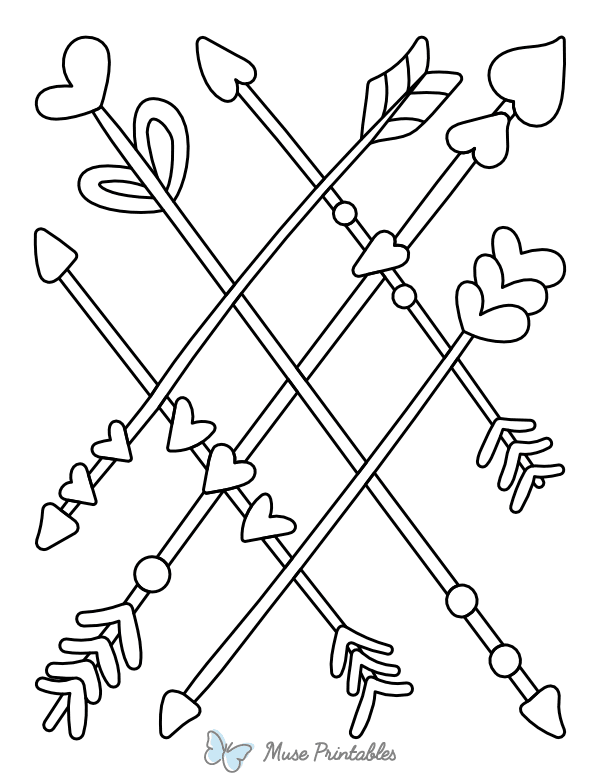 Doodle Heart Arrow Coloring Page