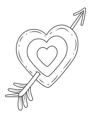 Doodle Heart Pierced Arrow Coloring Page