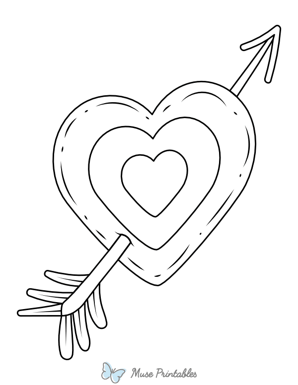 Doodle Heart Pierced Arrow Coloring Page