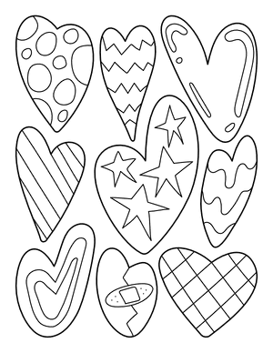 Doodle Hearts Coloring Page