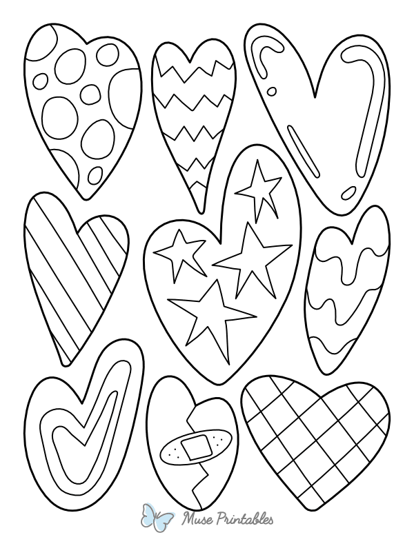 Doodle Hearts Coloring Page