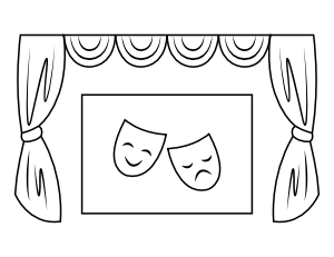 Drama Masks and Theater Curtains Coloring Page