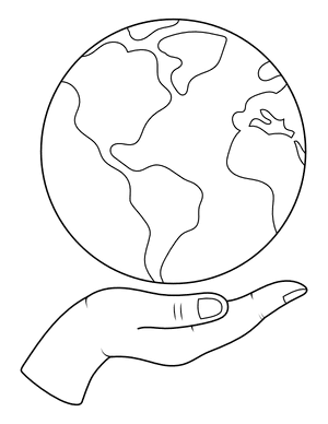 Earth and Hand Coloring Page