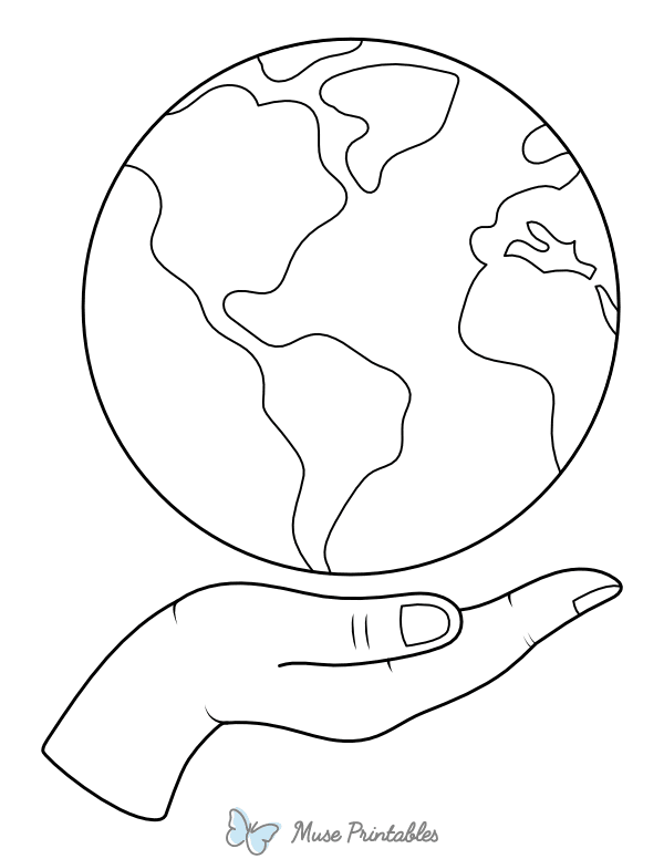 Earth and Hand Coloring Page