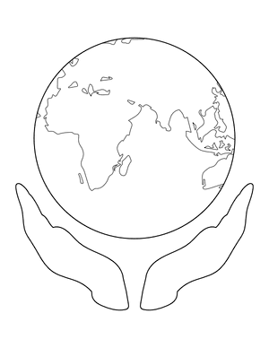 Earth and Hands Coloring Page