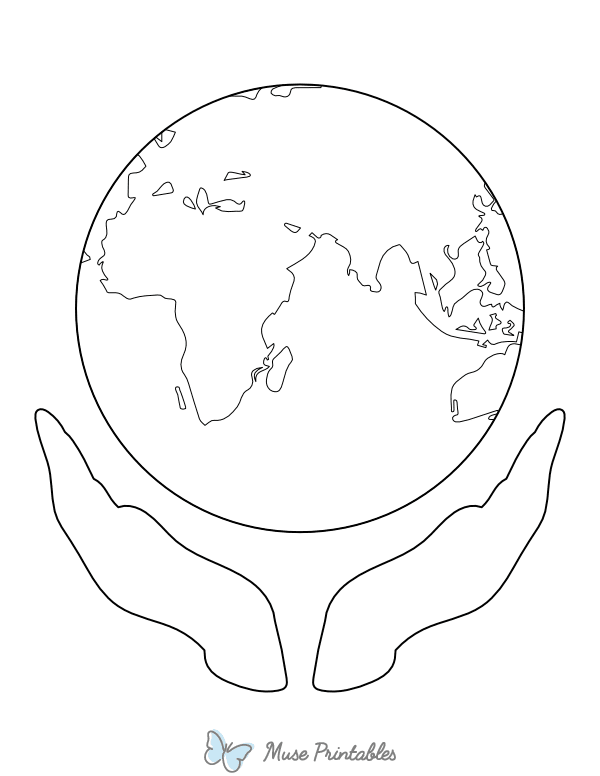 Earth and Hands Coloring Page