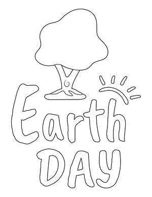 Earth Day Tree and Sun Coloring Page