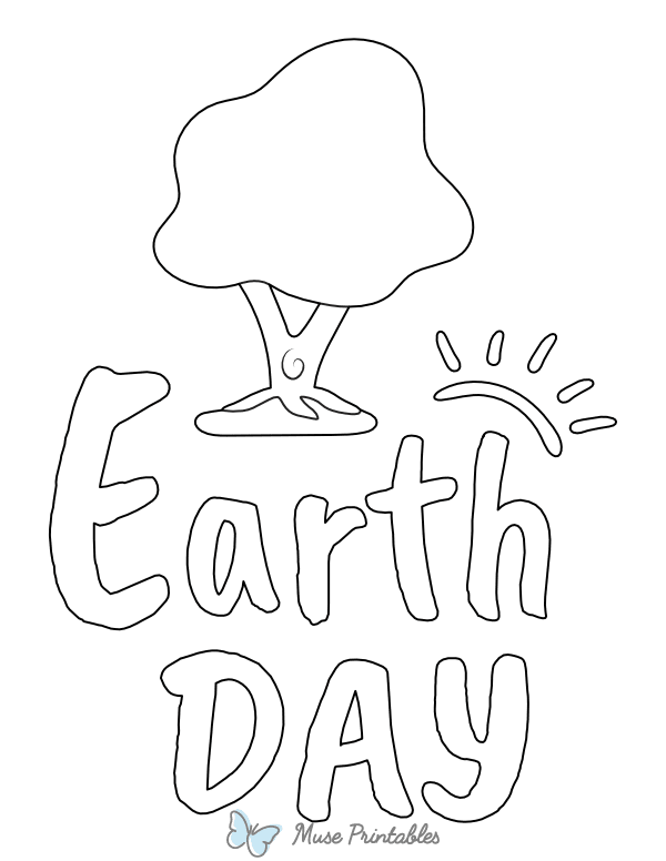 Earth Day Tree and Sun Coloring Page