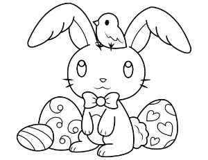 Easter Bunny and Baby Chick Coloring Page