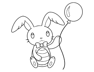 Easter Bunny and Balloon Coloring Page