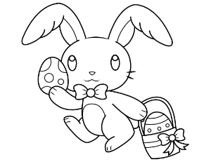 Easter Bunny Carrying Basket Coloring Page