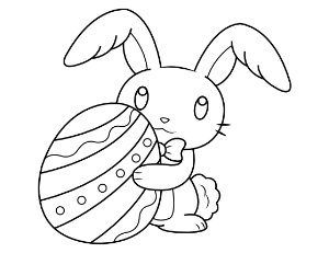 Easter Bunny Holding Egg Coloring Page