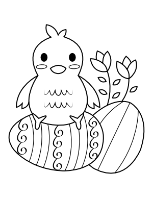 Easter Chick and Eggs Coloring Page
