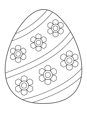 Easter Egg With Flowers and Stripes Coloring Page