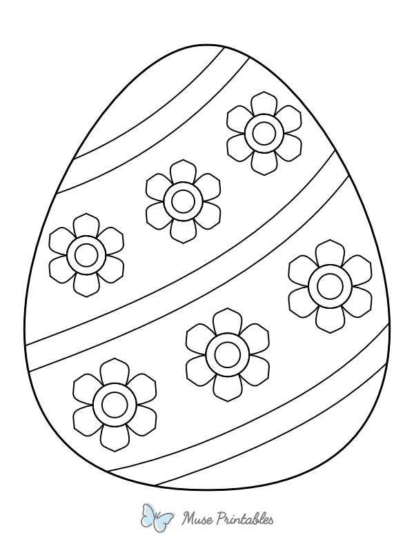 Easter Egg With Flowers and Stripes Coloring Page