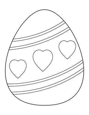 Easter Egg With Hearts and Stripes Coloring Page