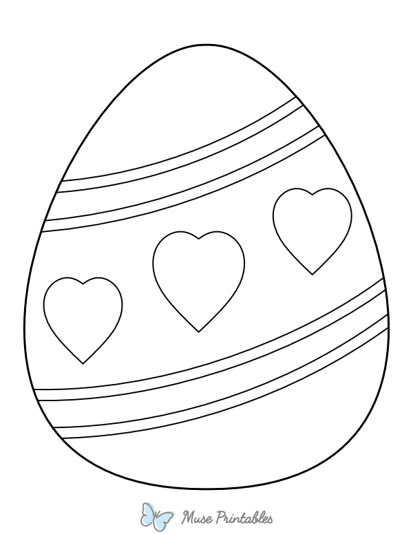 Easter Egg With Hearts and Stripes Coloring Page