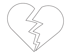 Easy Broken Heart Coloring Page