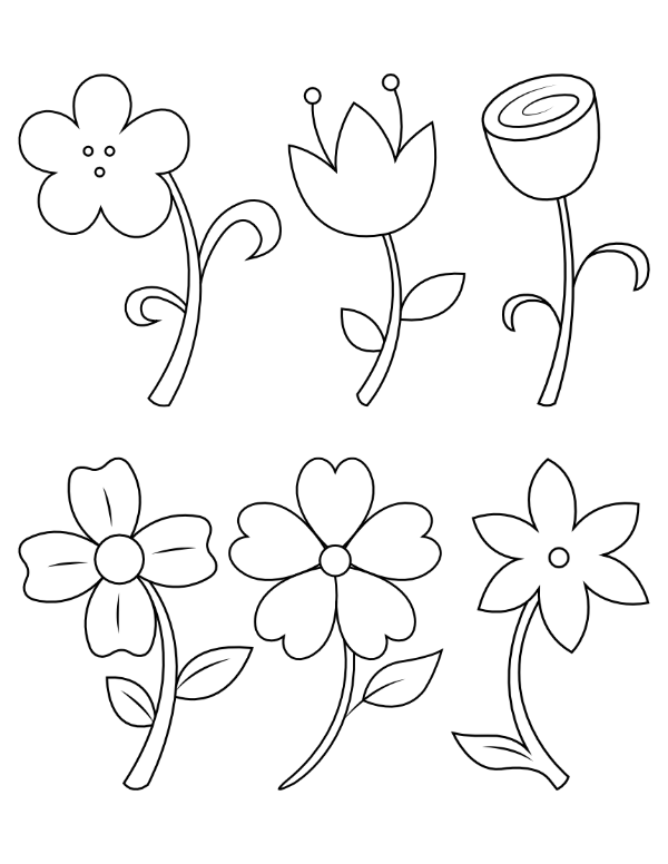 Easy Flower Coloring Page