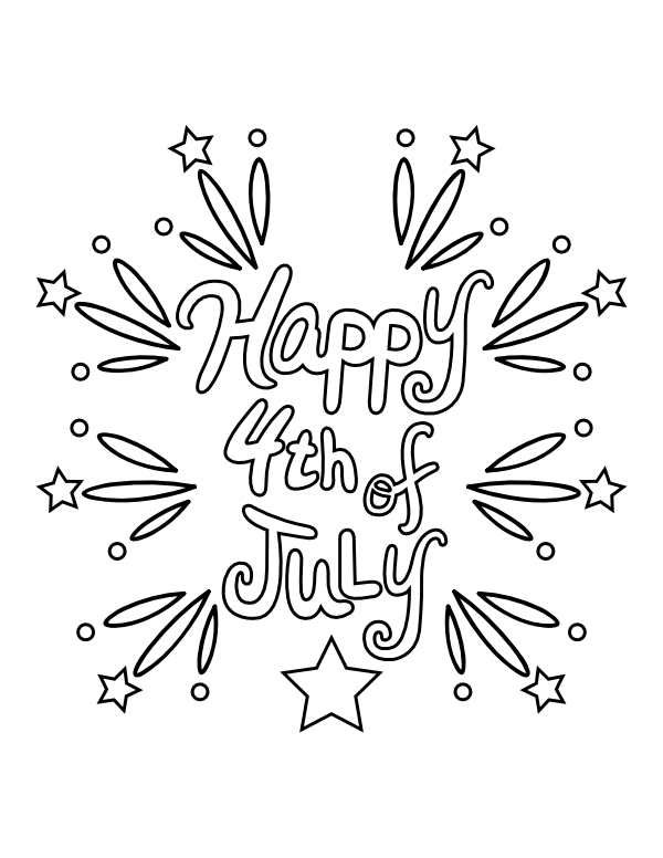 Easy Happy 4th of July Coloring Page