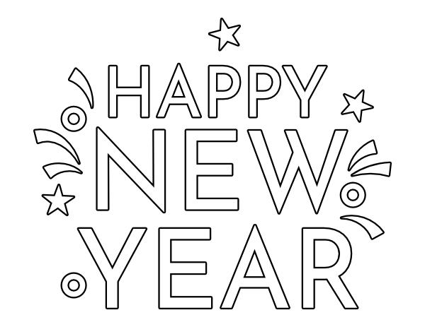 Easy Happy New Year Coloring Page
