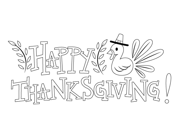 Printable Easy Happy Thanksgiving Coloring Page