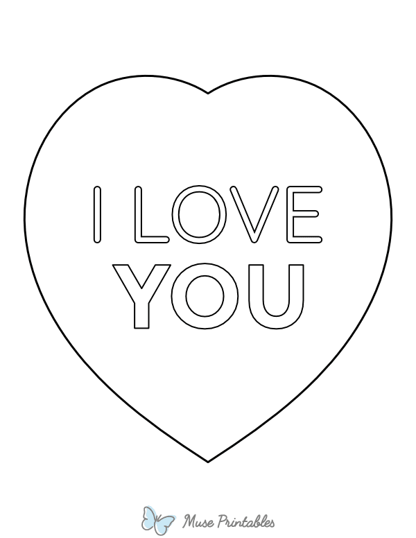 Easy I Love You Heart Coloring Page