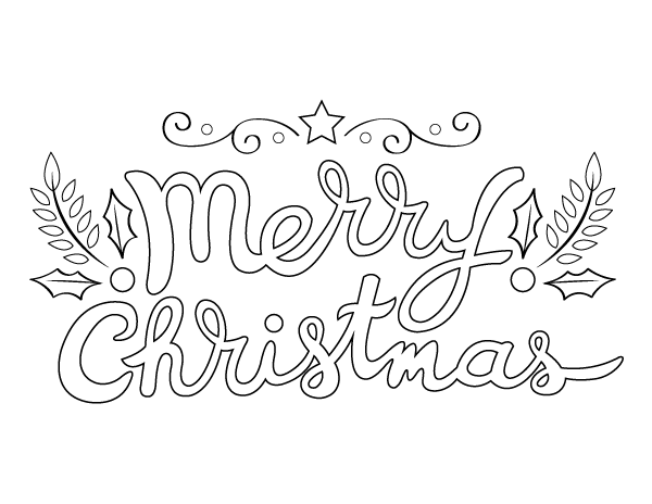 Easy Merry Christmas Coloring Page