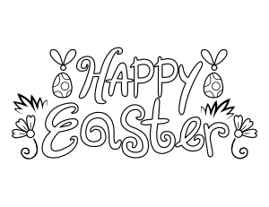 Elegant Happy Easter Coloring Page