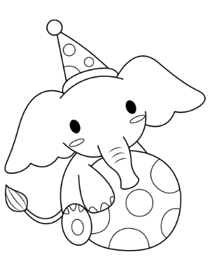 Elephant and Ball Coloring Page