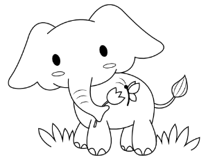 Elephant and Flower Coloring Page