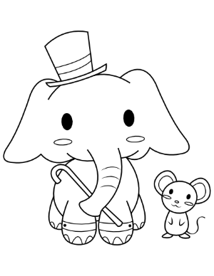Elephant and Mouse Coloring Page
