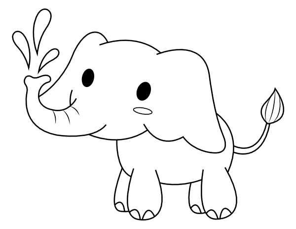 Elephant Spraying Water Coloring Page
