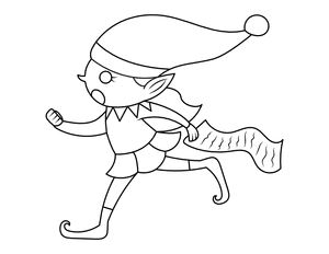 Elf Running With Christmas List Coloring Page